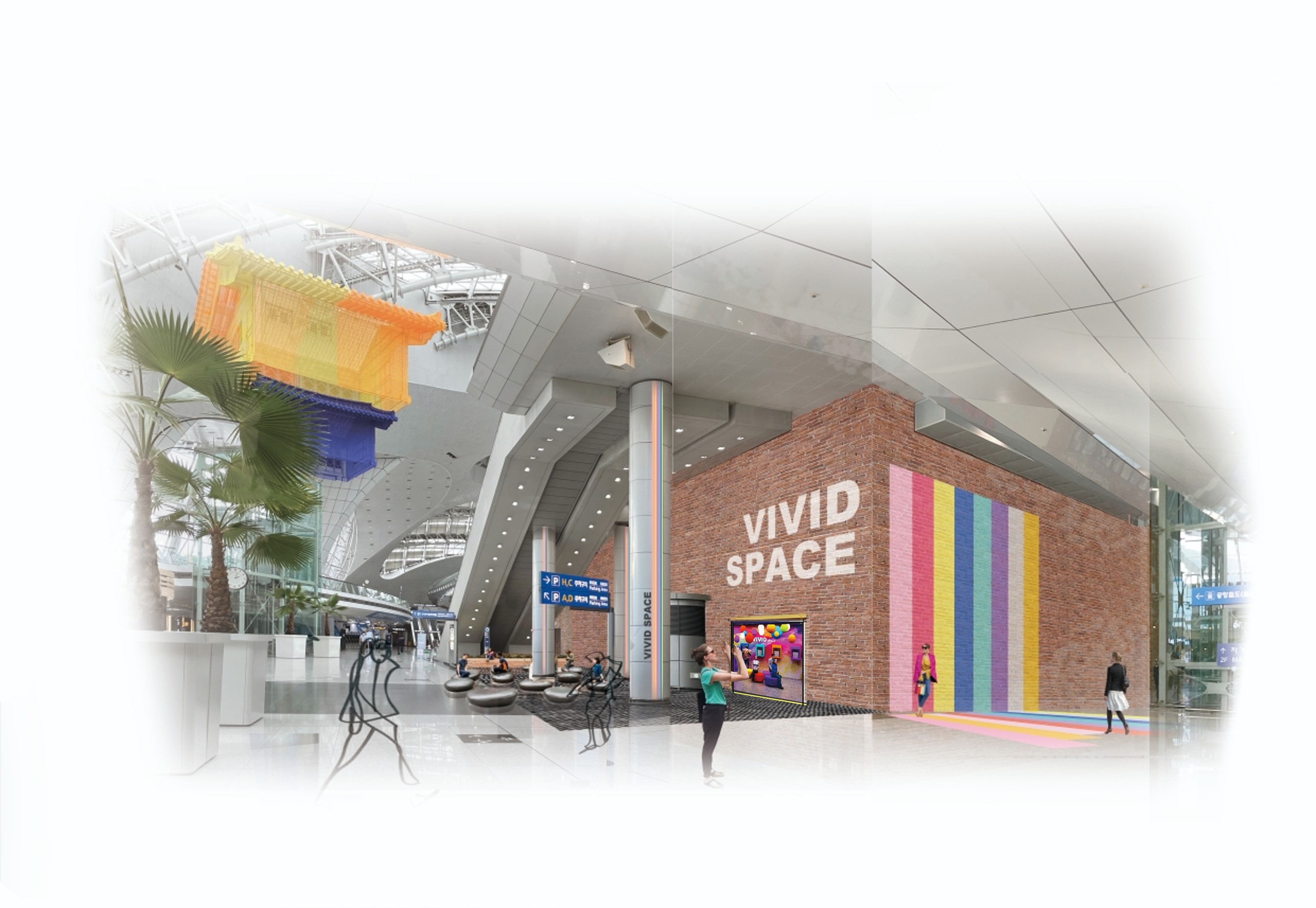 Vivid Space yang menampilkan konten teknologi baru terpadu dibuka di Bandara Incheon.