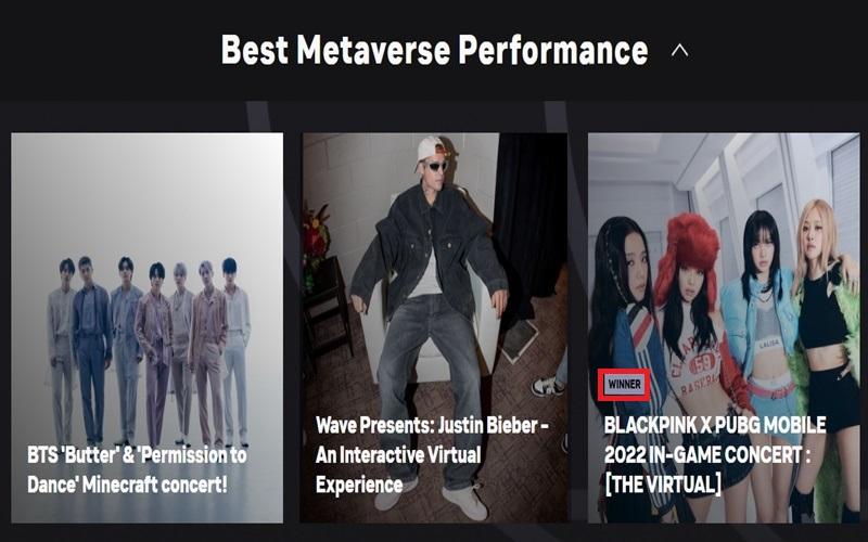 Blackpink dinobatkan sebagai pemenang dalam kategori Best Metaverse Performance di 2022 MTV Europe Music Awards yang diadakan di PSD Bank Dome di Dusseldorf, Jerman pada tanggal 13 November (waktu setempat). (Tangkapan situs web MTV EMA 2022)