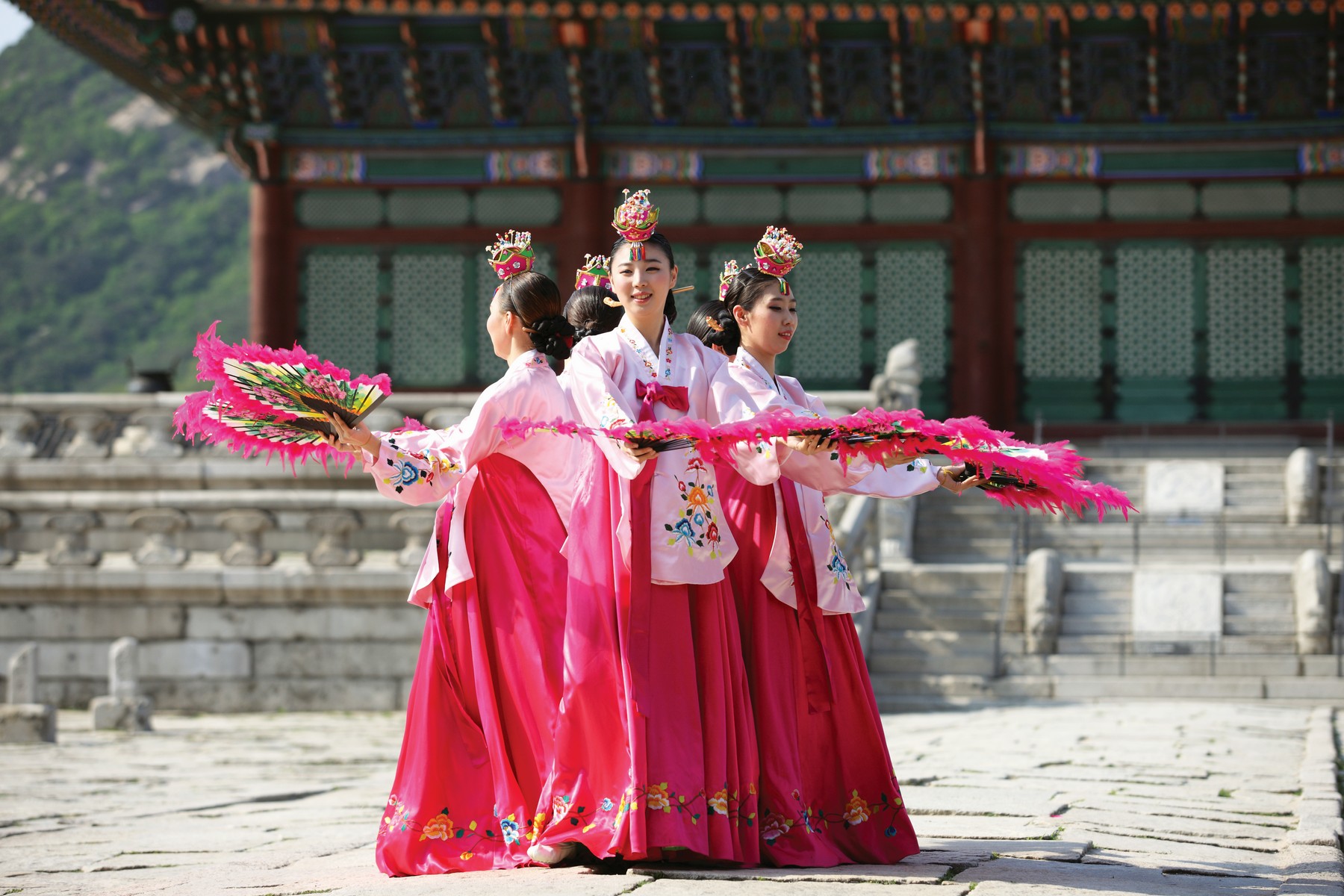 Buchaechum adalah tarian rakyat tradisional yang ditampilkan dengan indah oleh para penari wanita yang membawa kipas dan memakai pakaian tradisional Hanbok.