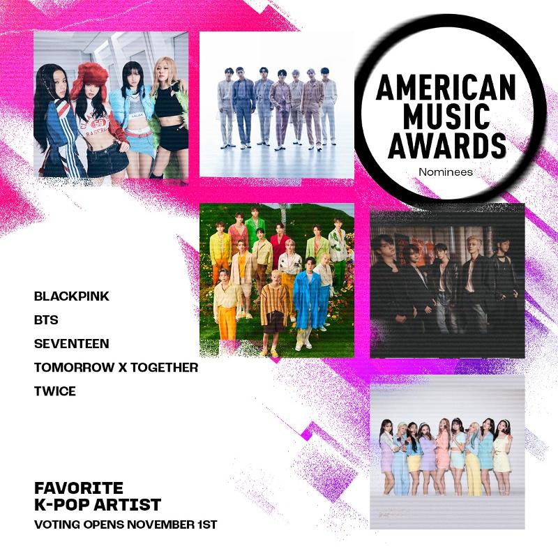 American Music Awards (AMA) adalah yang pertama dari tiga penghargaan musik utama Amerika yang menciptakan kategori baru Artis K-pop Favorit. Foto-foto tersebut merupakan nominasi K-Pop Artist Award yang diunggah di halaman resmi Facebook AMA. (Facebook Resmi AMA)