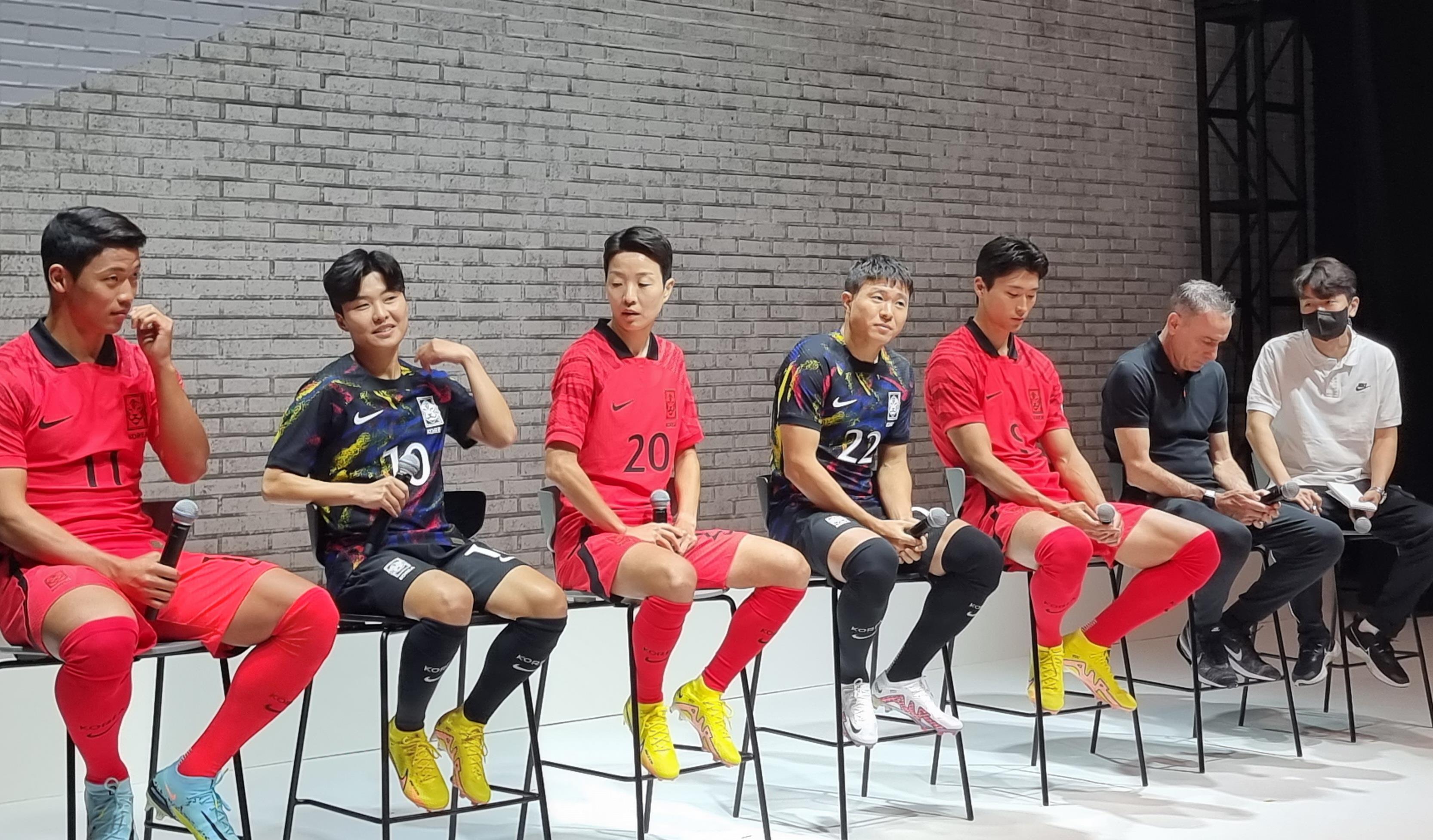 Acara pengumuman seragam tim sepak bola nasional Korea Selatan 2022 diadakan di Nike Circle 81 di Gangnam-gu, Seoul pada tanggal 19 September. (Yonhap News)