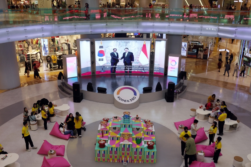 ▲Video promosi kerja sama antara Korea dan Indonesia yang ditayangkan pada tanggal 3 September di KOREA 360, Lotte Shopping Avenue, Jakarta. 