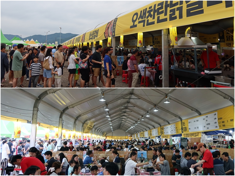 Stan dakgalbi yang berada di dalam tempat penyelenggaraan Chuncheon Makguksu Dakgalbi Festival beroperasi pada pukul 10:00 s/d 22:00. Antrean mengular panjang saat malam mulai datang. 