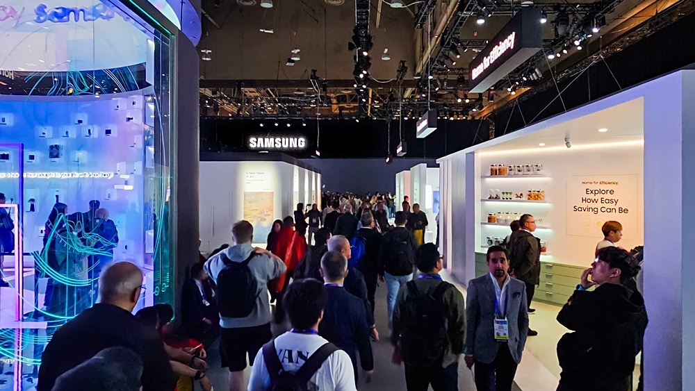 CES 2025 digelar pada tanggal 7-10 Januari 2025 (waktu setempat) di Las Vegas, Amerika Serikat. Foto di atas menampilkan stan pameran Home AI milik Samsung Electronics di CES 2025. (Samsung Electronics)  