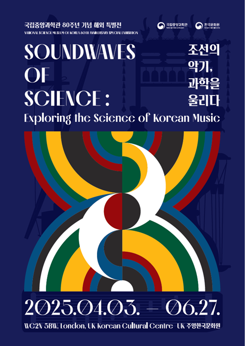 Poster resmi pameran Soundwaves of Science: Exploring the Science of Korean Music. style=
