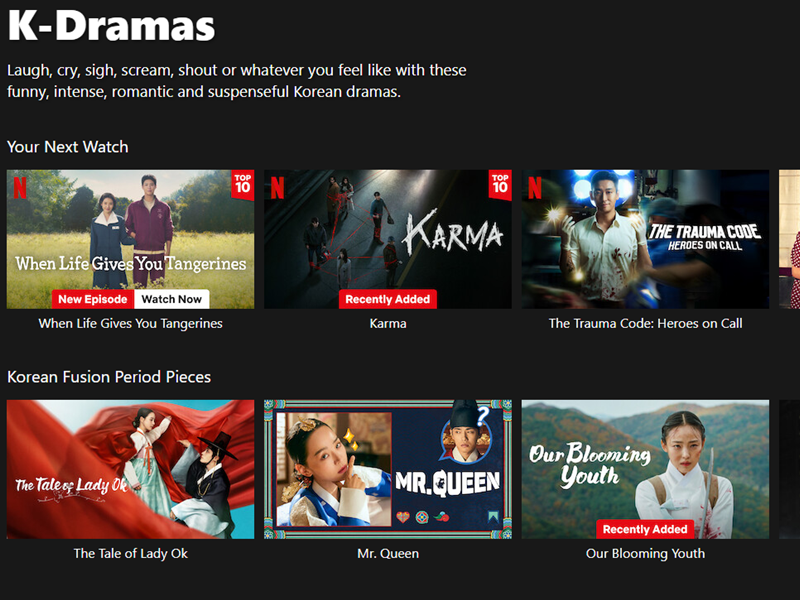 Menurut Ampere pada tanggal 15 April 2025 (waktu setempat), program Korea kini menjadi konten paling populer di Netflix jika mengecualikan konten yang berasal dari AS. (tangkapan layar Netflix)