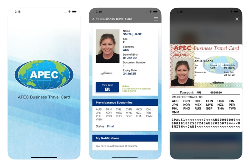Tampilan Kartu Perjalanan Pebisnis APEC. (Kementerian Kehakiman)  