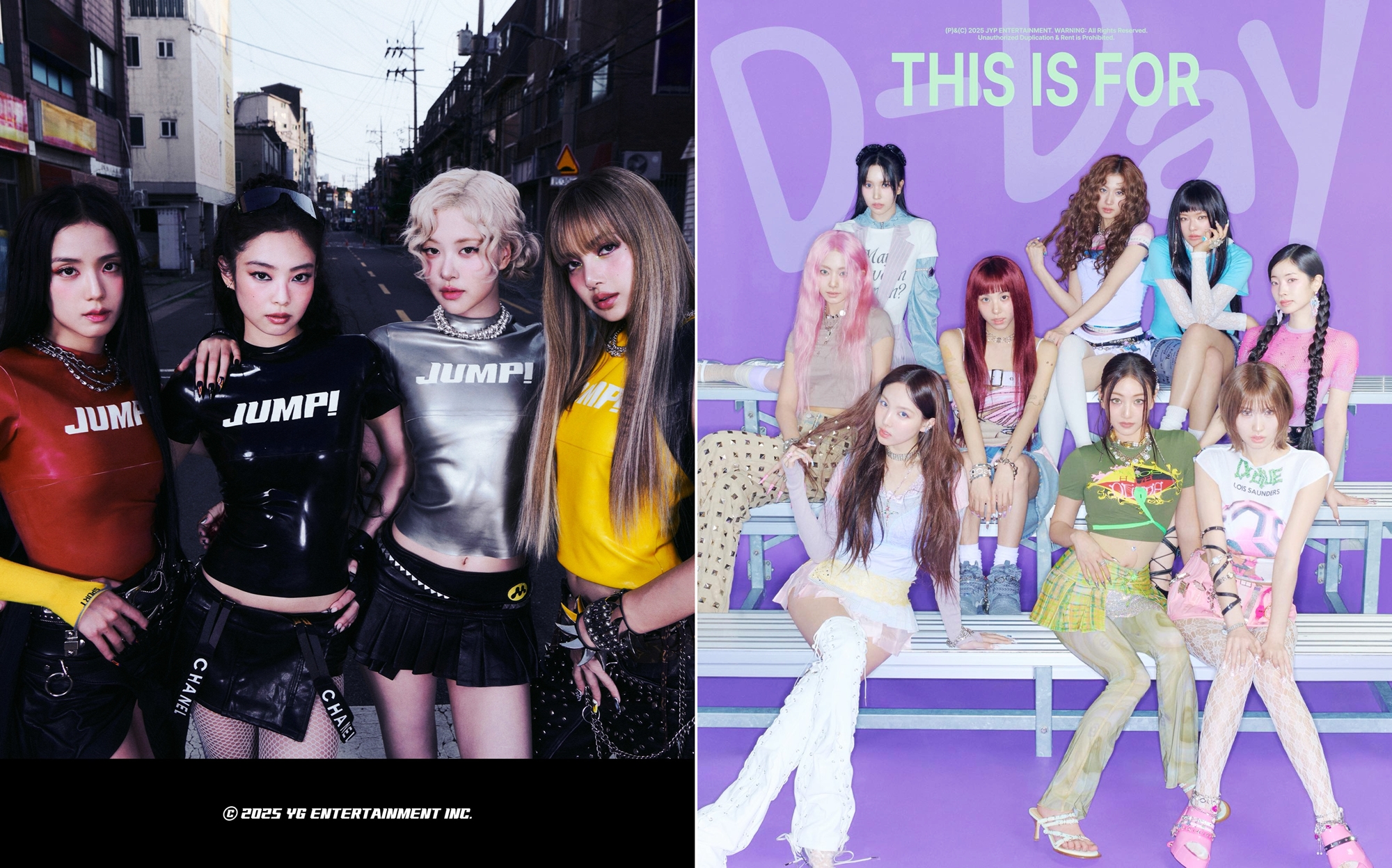 BLACKPINK (kiri) dan TWICE (YG Entertainment, JYP Entertainment)
