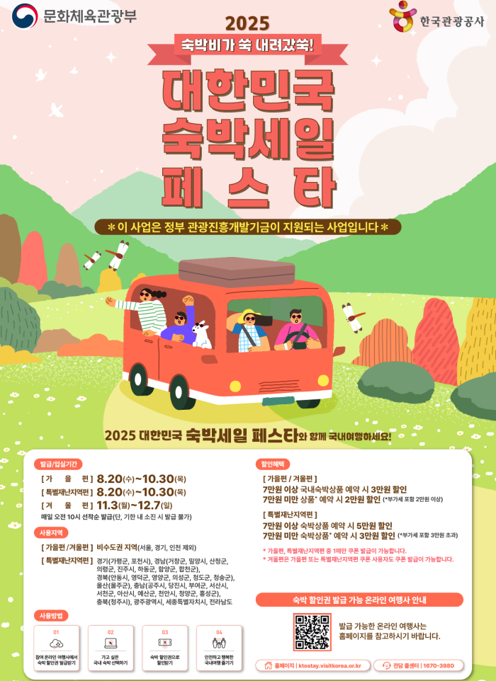 Poster resmi Pesta Diskon Penginapan Korea untuk paruh kedua tahun 2025. (Kementerian Kebudayaan, Olahraga, dan Pariwisata)  