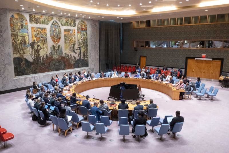 Republik Korea telah memulai masa jabatan sebagai presiden Dewan Keamanan Perserikatan Bangsa-bangsa pada tanggal 2 September 2025 (waktu setempat). Foto di atas menunjukkan suasana rapat DK PBB pada tanggal 28 Agustus 2025 (waktu setempat) di kantor pusat PBB yang terletak di New York, Amerika Serikat. (Yonhap News)