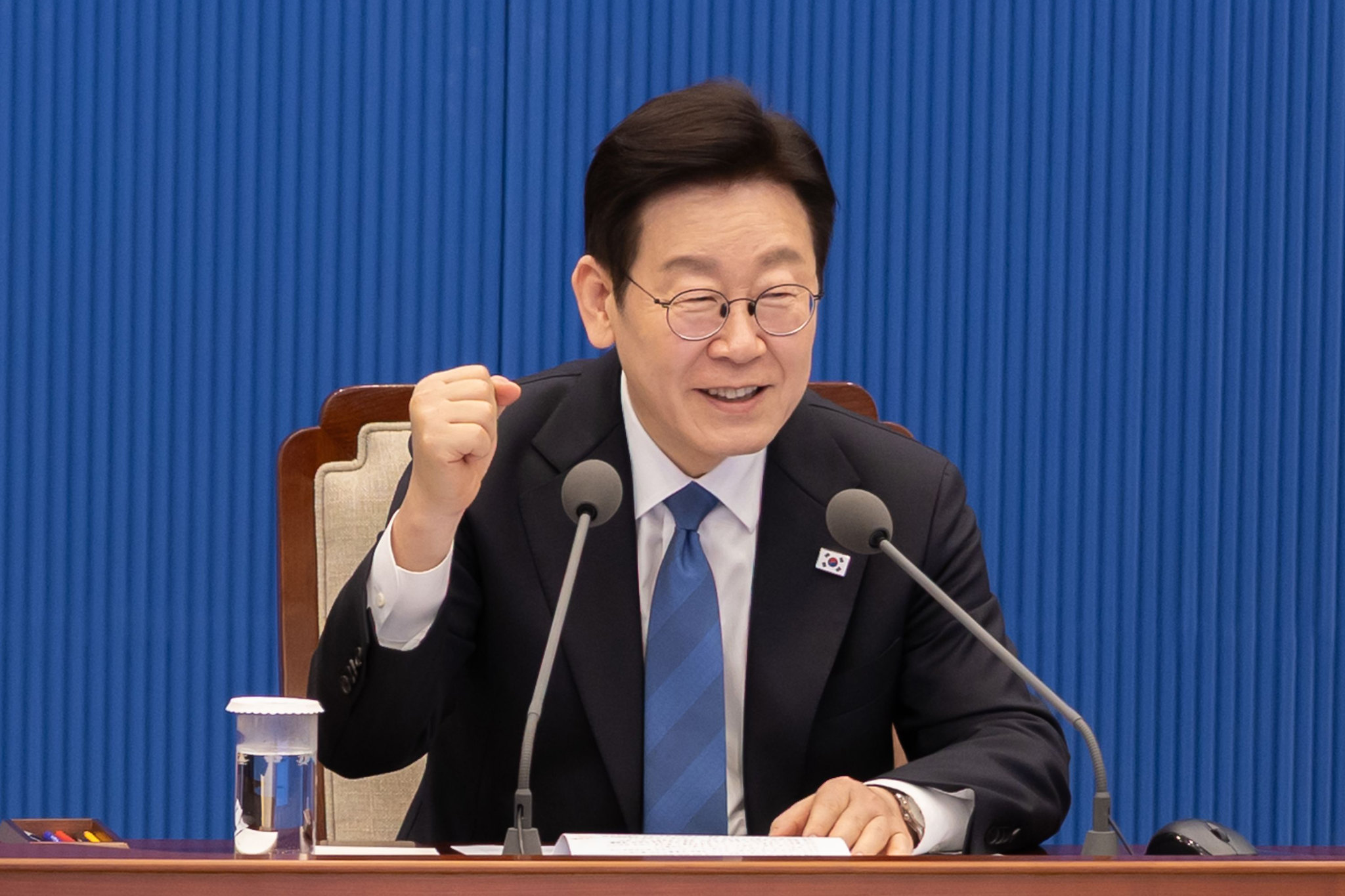 Presiden Lee Jae Myung mengirimkan ucapan semangat kepada kontingen Korea di Olimpiade Musim Dingin Milano-Cortina dalam rapat yang digelar tanggal 5 Februari 2026 (waktu Korea) di Cheong Wa Dae, Jongno-gu, Seoul. (Cheong Wa Dae)  