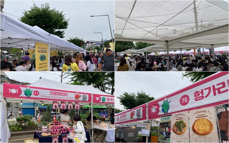 Kuliner dari berbagai penjuru dunia dapat dinikmati di Festival Kuliner Global Nurimasil. Potret di atas menunjukkan kuliner asal Kroasia dan Hungaria yang dibawa oleh kedutaan besar masing-masing.  