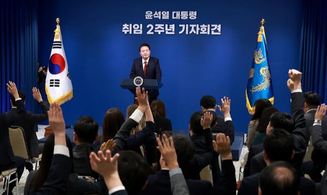 Konferensi Pers Presiden Yoon untuk Tandai 2 Tahun Masa Jabatan
