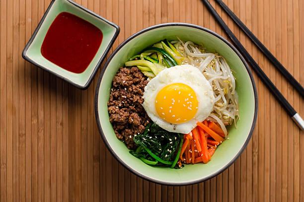 Menurut KBBI, bibimbap adalah makanan khas Korea berupa nasi, daging, sayuran, dan sebagainya yang menggunakan bumbu lalu dicampur. (istockphoto.com) 