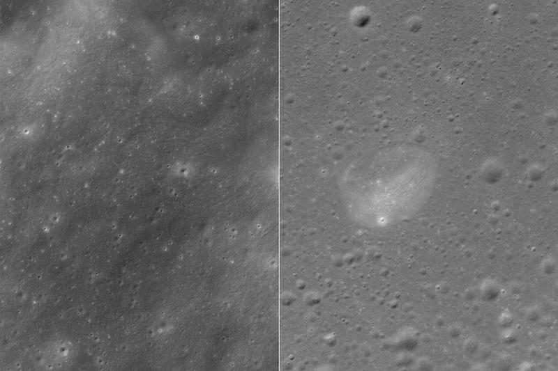 Vallis Rheita (kiri) ditangkap dari jarak 100 km di atas permukaan bulan pada tanggal 13 Januari oleh Danuri, pengorbit bulan pertama Korea. Ocean of Stroms (kanan) ditangkap pada tanggal 5 Januari.