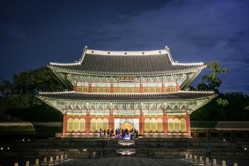 Reservasi untuk Moonlight Tour di Istana Changdeokgung pada paruh kedua tahun 2023 akan dibuka pada tanggal 22 Agustus. Foto di atas menunjukkan Aula Injeongjeon di Istana Changdeokgung. (Badan Administrasi Warisan Budaya Korea) 