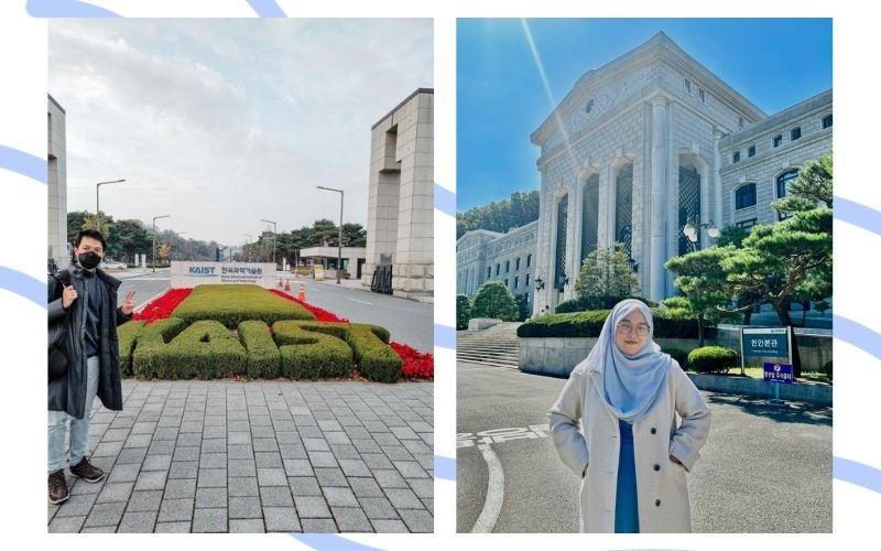 Naufal (kiri) mahasiswa KAIST dan Tata (kanan) mahasiswi Sunmoon University membagikan foto mereka.