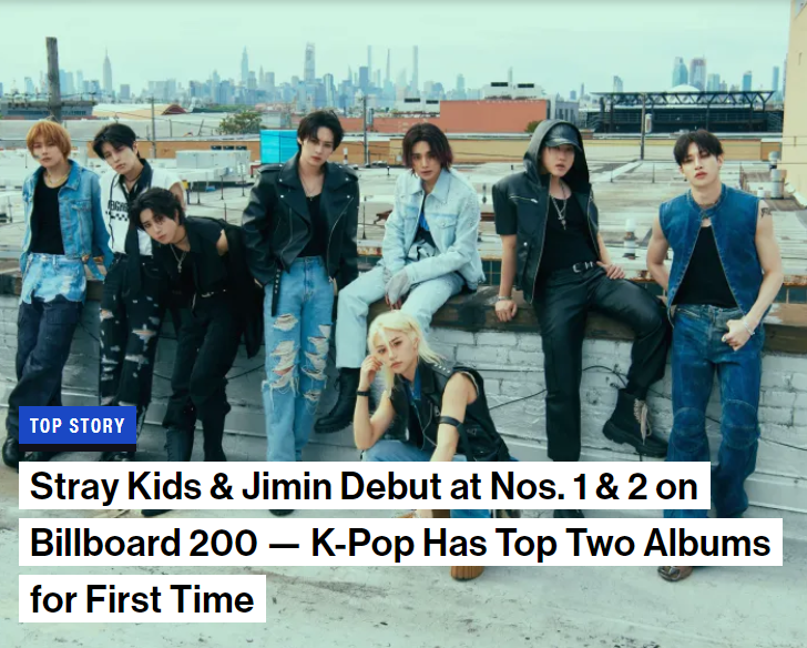 Billboard mengungkapkan bahwa ini adalah kali pertama peringkat 1 dan 2 dari Billboard 200 dikuasai oleh album K-pop. (tangkapan layar Billboard) 