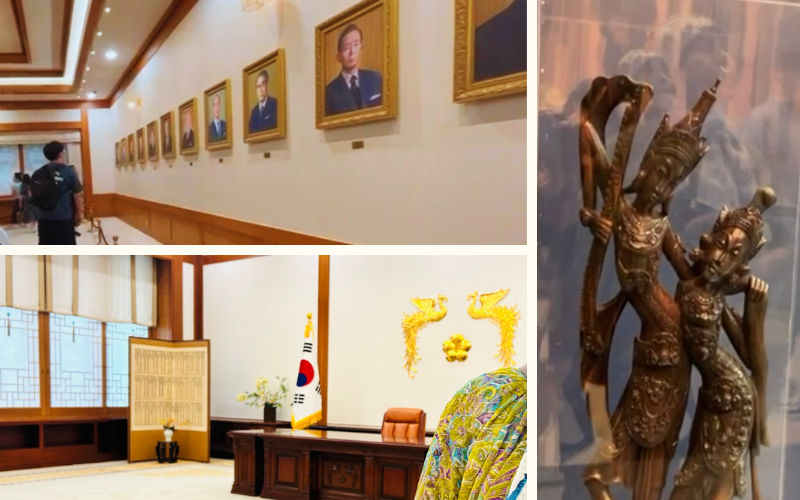 Berbagai ruang pameran di gedung utama menggambarkan sejarah diplomatik dan politik Republik Korea.