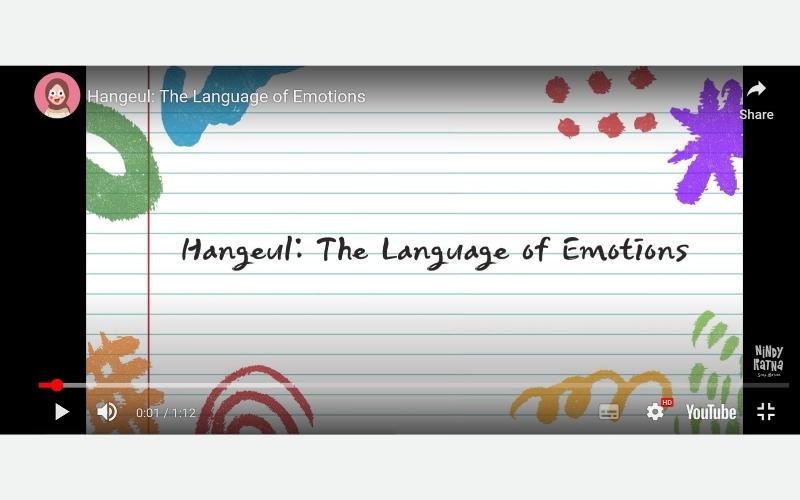 Tangkapan layar karya Nindya berjudul Hangeul: The Language of Emotion yang diikutkan pada kompetisi Hangeul I Met 2024. 