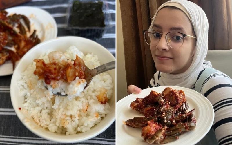Pada tanggal 12 Agustus 2024 Aya Fahmy Elhadidy berbagi pengalamannya membuat gejang Korea dan makannnya di Mesir. (Aya Fahmy Elhadidy)