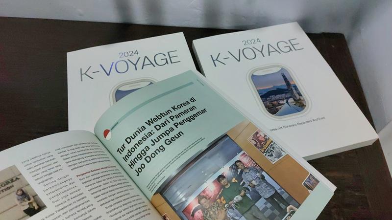 Buku 2024 K-VOYAGE: Korea.net Honorary Reporter Archives dan artikel penulis yang terpilih dalam buku.