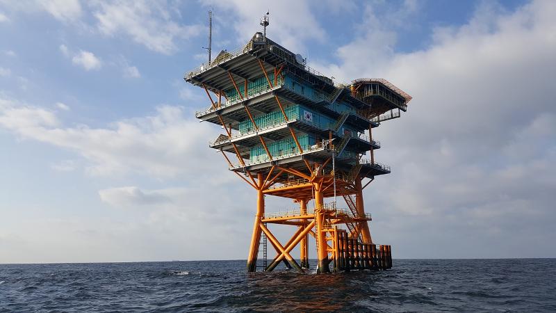 Data observasi kelautan Korea resmi masuk ke dalam daftar data kelautan internasional milik PBB. Foto di atas menunjukkan panorama Stasiun Penelitian Kelautan Socheongcho yang terletak di tengah Laut Kuning. (Badan Hidrografi dan Oseanografi Korea)