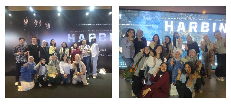 Para Sahabat Korea berfoto bersama pada penayangan film Harbin yang digelar tanggal 27 Desember 2024 di CGV Grand Indonesia, Jakarta. (Siti Rosidah) 