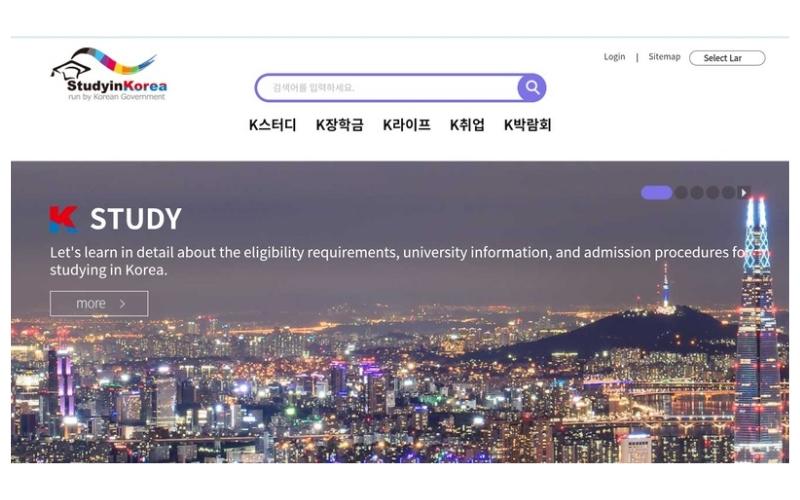 Laman resmi Study in Korea. (tangkapan layar Study in Korea) 