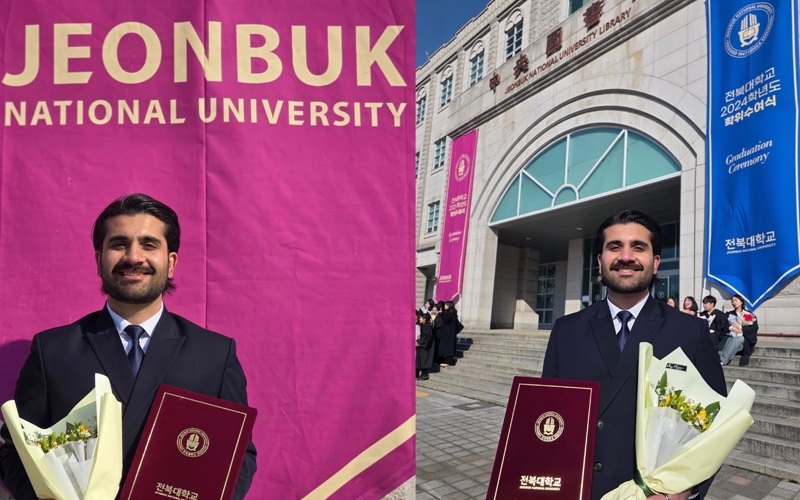 Kahttana Ibadullah, K-influencer asal Pakistan membagikan momen bahagianya setelah prosesi wisuda di Universitas Nasional Jeonbuk, Kota Jeonju, Provinsi Jeonbuk. (Kahttana Ibadullah)<