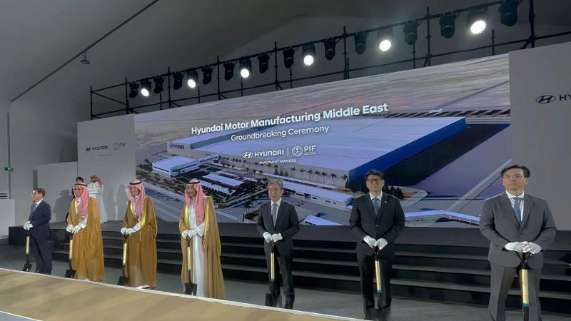 Hyundai Motor menggelar upacara peletakan batu pertama pembangunan pabrik HMMME (Hyundai Motor Manufacturing Middle East) pada tanggal 14 Mei 2025 (waktu setempat) di Kompleks Industri Mobil Raja Salman. (Hyundai Motor)