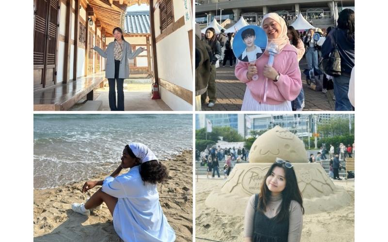 Para narasumber memiliki ketertarikan yang besar terhadap Korea sehingga memilih Korea untuk studi. (Iwamoto Moka, Nur Allia Balkis, Bridgette Mogusu, dan Nguyen Le Hai Ha). 