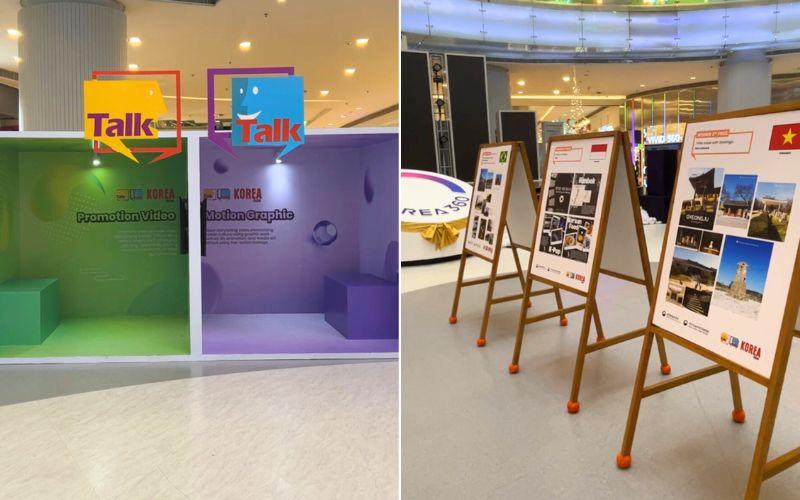 Karya kreatif pemenang Talk Talk Korea 2024, termasuk 11 karya dari peserta asal Indonesia, dipamerkan dalam berbagai bentuk visual menarik di KOREA 360 untuk menginspirasi pengunjung dan calon peserta Talk Talk Korea 2025. (Hanum Nur Aprilia) 