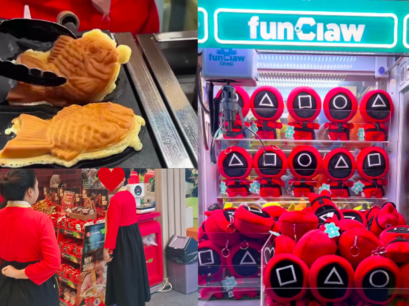 Penulis mencicipi kue ikan bungeoppang dan bermain capit boneka Squid Game, juga tidak lupa mampir ke stan mi Korea untuk membeli beberapa mi instan. 