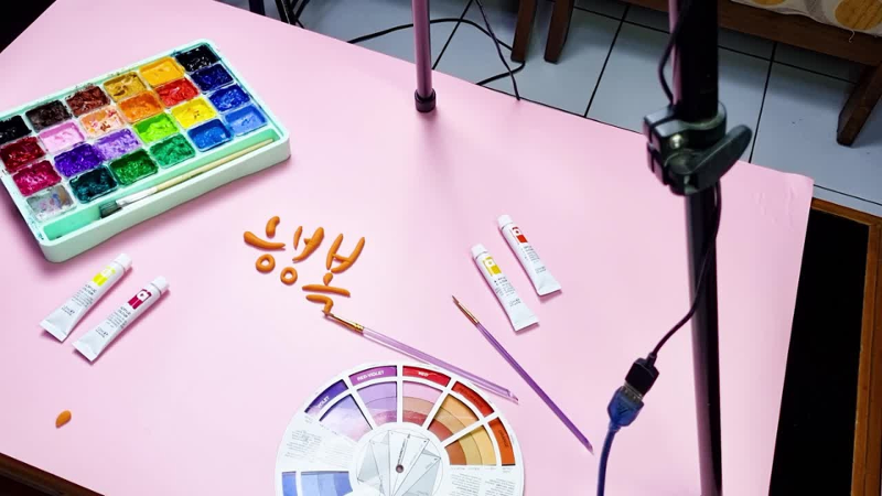Proses Nindy membuat stop-motion video menggunakan kata ‘haengbok’ yang berarti kebahagiaan. (Nindy Ratna)