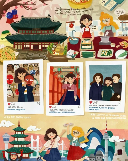 Ilustrasi Tri untuk Talk Talk Korea 2020 yang meraih juara keempat. (Tri Iva Fitriani) 