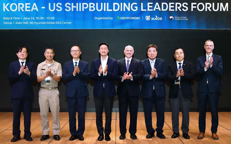 Acara peluncuran Forum Kepemimpinan Pembuatan Kapal Korea-AS telah digelar pada tanggal 24 Juni 2025 di HD Hyundai Global R&D Center yang terletak di Kota Seongnam, Provinsi Gyeonggi. (Kementerian Perindustrian, Perdagangan, dan Sumber Daya)