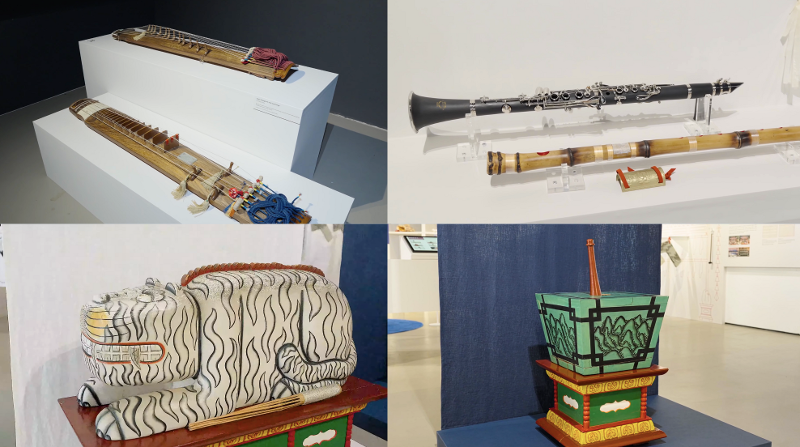 Beragam instrumen tradisional Korea dipamerkan di ruang pameran KCC UK dan beberapa di antaranya diperbolehkan untuk dicoba dimainkan pengunjung.  
