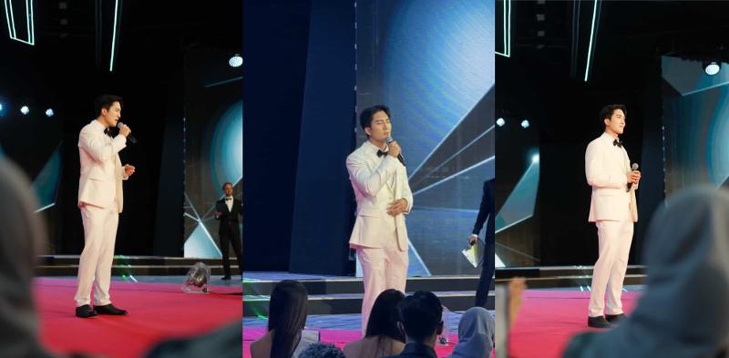 Penampilan Seungchan Lee saat membawakan lagu Only Then dari Roy Kim di malam pertunjukkan bakat Mister Supranasional 2025 