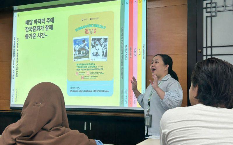 KCCI menggelar Korean Culture Day ke-7 di tahun 2025 yang membawa tema besar Warisan Budaya Takbenda UNESCO di Korea. (Hanum Nur Aprilia) 