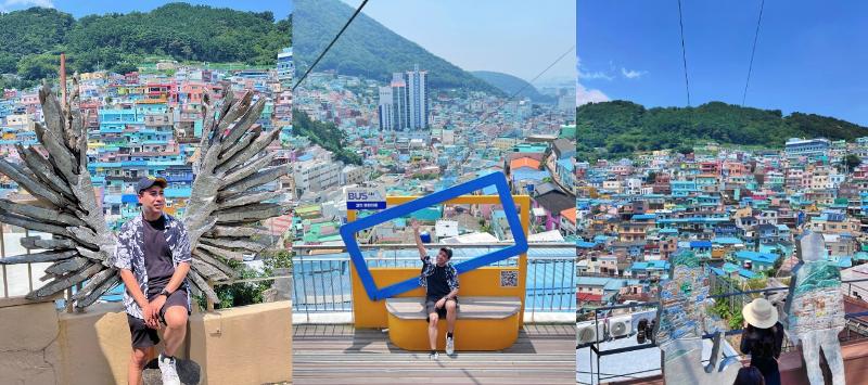 Lokasi utama pengambilan foto dengan latar belakang pemandangan indah Kampung Budaya Gamcheon. 