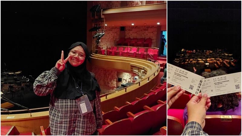 Penulis berfoto di Teater M, Sejong Center, seusai pertunjukan musik oleh Jeonju Municipal Gugak Orchestra.