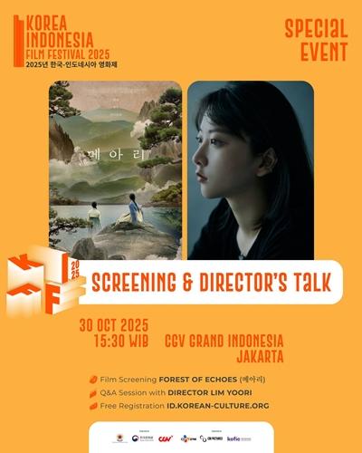 Poster pemutaran film Forest of Echoes dan temu wicara bersama sutradara Lim Yoori. (KCCI) 