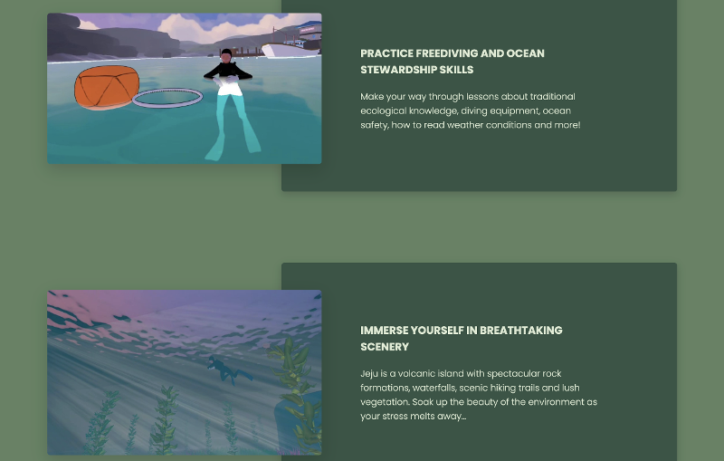 Pemain Waves of Jeju: Diving School diajak menikmati keindahan bawah laut Jeju dan juga mempelajari teknik menyelam Haenyeo. (Tangkapan layar laman Waves of Jeju) 