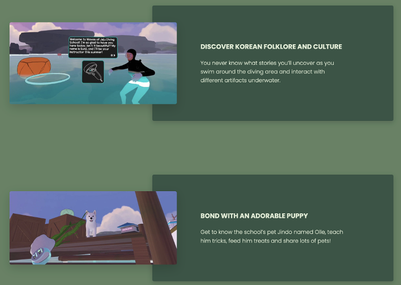 Waves of Jeju: Diving School lebih dari sekadar mengajarkan teknik menyelam Haenyeo, tetapi juga memberikan pengetahuan tentang budaya Korea lainnya, seperti mengenal artefak Korea dan berinteraksi dengan anjing lucu bernama Olle. (Tangkapan layar laman Waves of Jeju) 