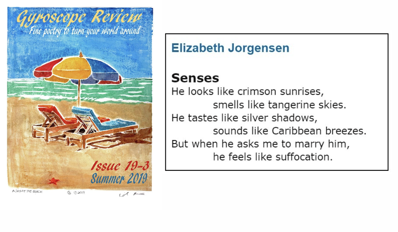 Karya sijo milik Elizabeth yang telah diterbitkan di Gyroscope Review Edisi 19-3 Musim Panas 2019. (Elizabeth Jorgensen) 