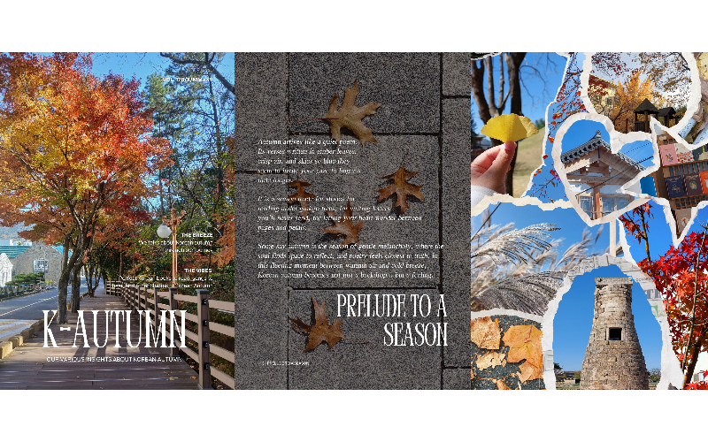 Cuplikan majalah tim penulis berjudul K-Autumn: Our Various Insights About Korean Autumn yang terpilih sebagai salah satu karya pemenang Surprise Pop-up. (Maulia Resta Mardaningtias) 