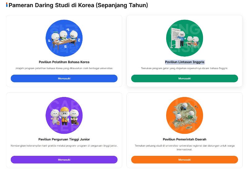 ▲ Pemerintah Korea meluncurkan Pameran Daring Studi di Korea. Pameran tersebut menyediakan akses terpadu terhadap informasi studi di Korea melalui laman resmi Study in Korea. (Tangkapan layar laman resmi Study in Korea)