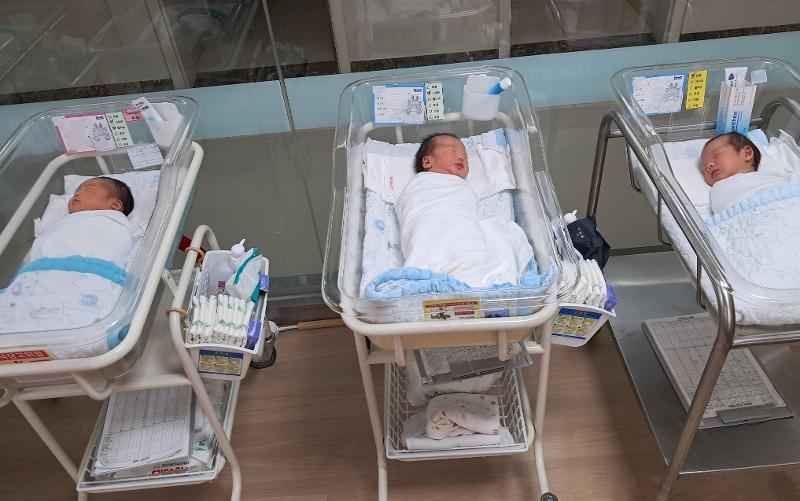 Menurut data Tren Penduduk April 2026 yang diumumkan oleh Direktorat Jenderal Data dan Statistik pada tanggal 24 Juni 206, jumlah kelahiran pada bulan April 2026 mencapai 24.521 jiwa. Foto di atas menunjukkan bayi baru lahir yang dirawat di Pusat Perawatan Ibu dan Bayi Pascapersalinan Publik Kota Suncheon, Provinsi Jeollanam. (Pemerintah Provinsi Jeollanam)  