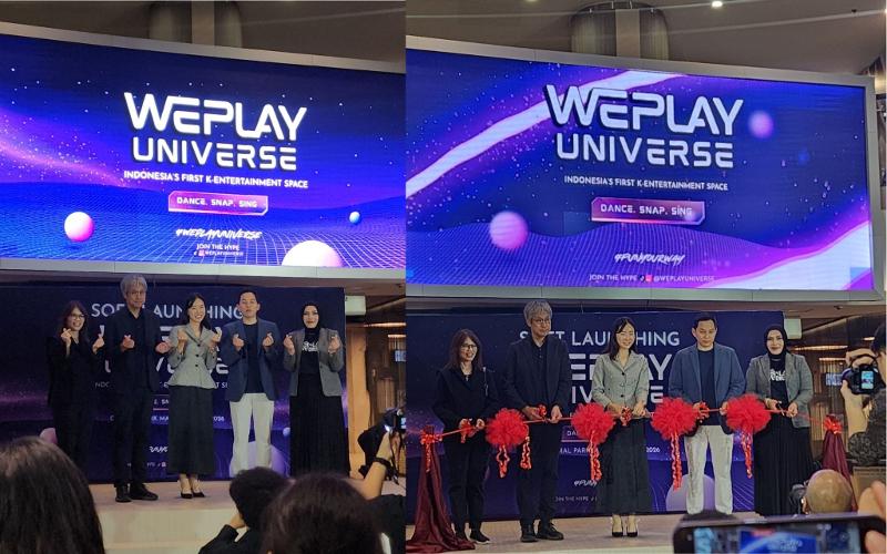 Perwakilan WePlay Universe dan Central Park Mall melakukan pemotongan pita pada 18 Juni 2026. 